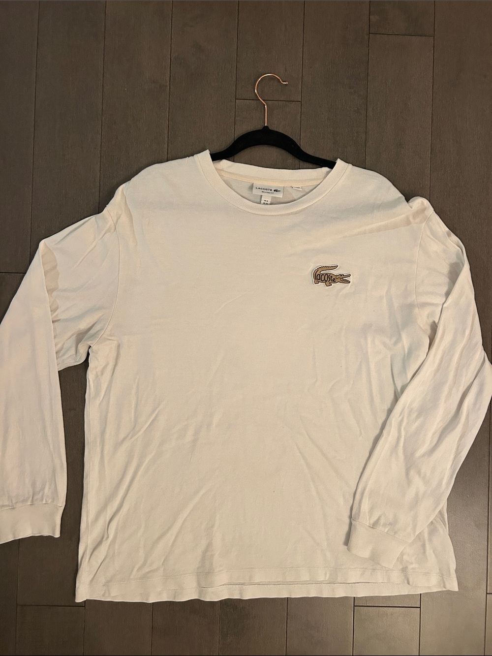 Lacoste Men's Long-Sleeve Crewneck Shirt in Off-White